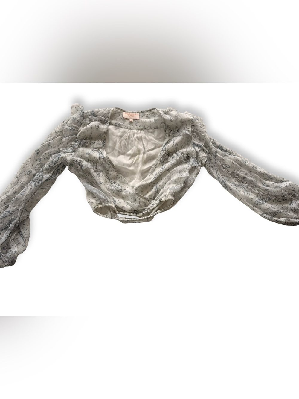 Rococo Sand Cream Blouse with Subtle Gray Print